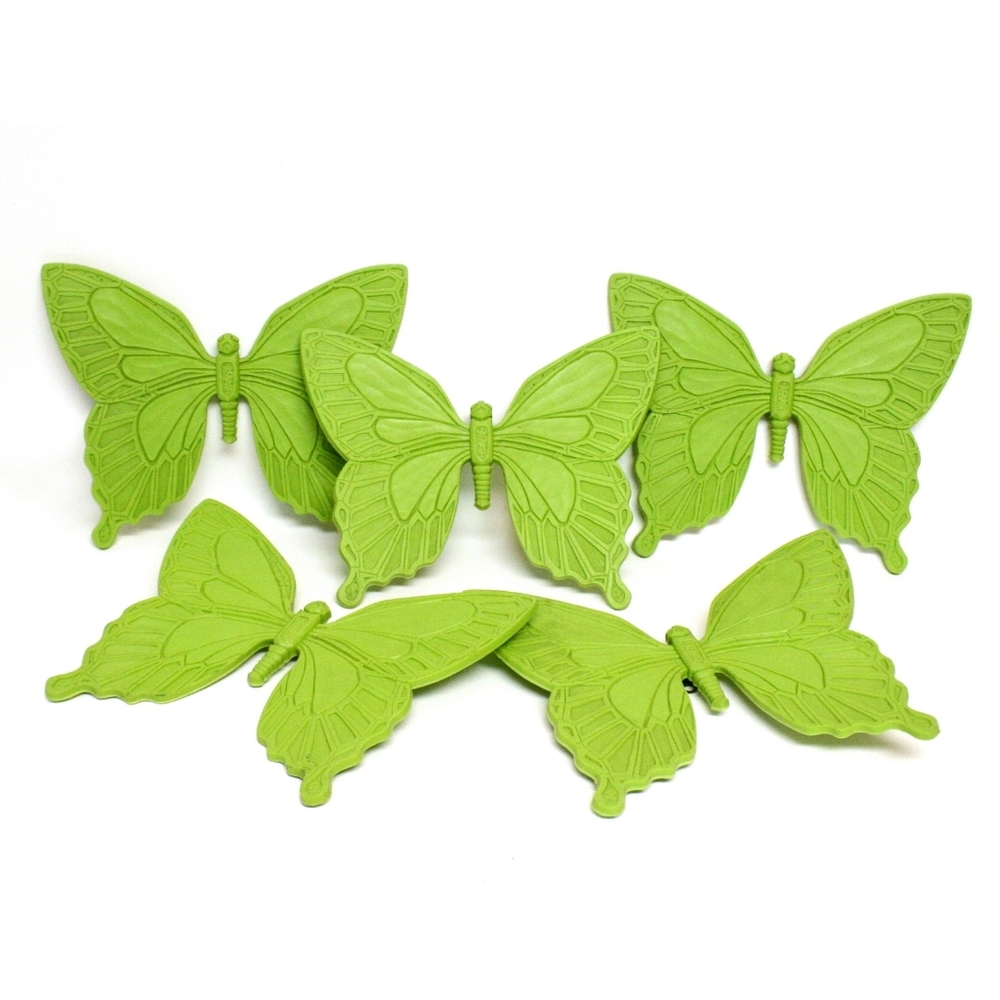Five Vintage Green Butterfly Syroco Wall Plaques
